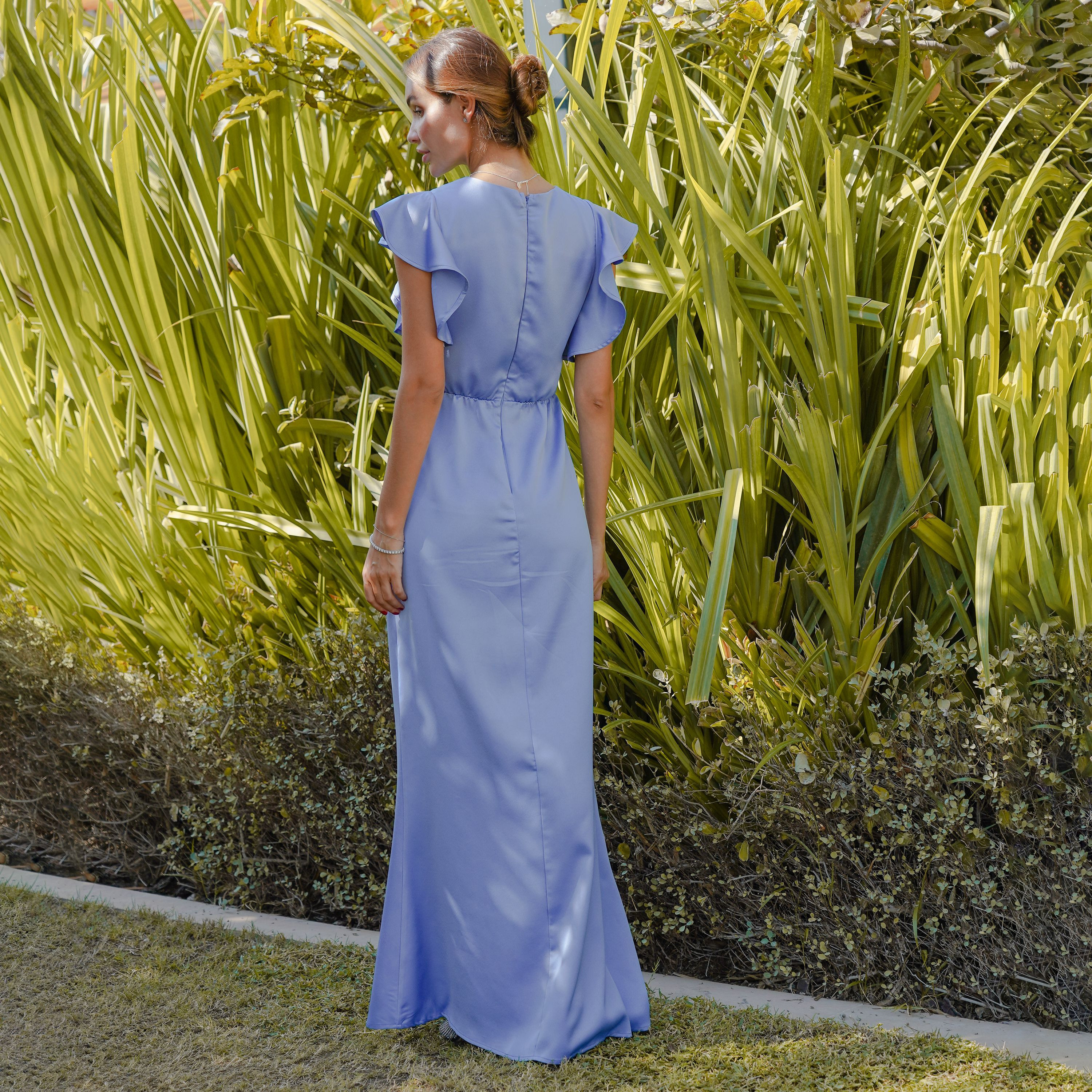 TFNC Plain Plunge Neck Slit Maxi Dress-women-clothing-dresses-image-3