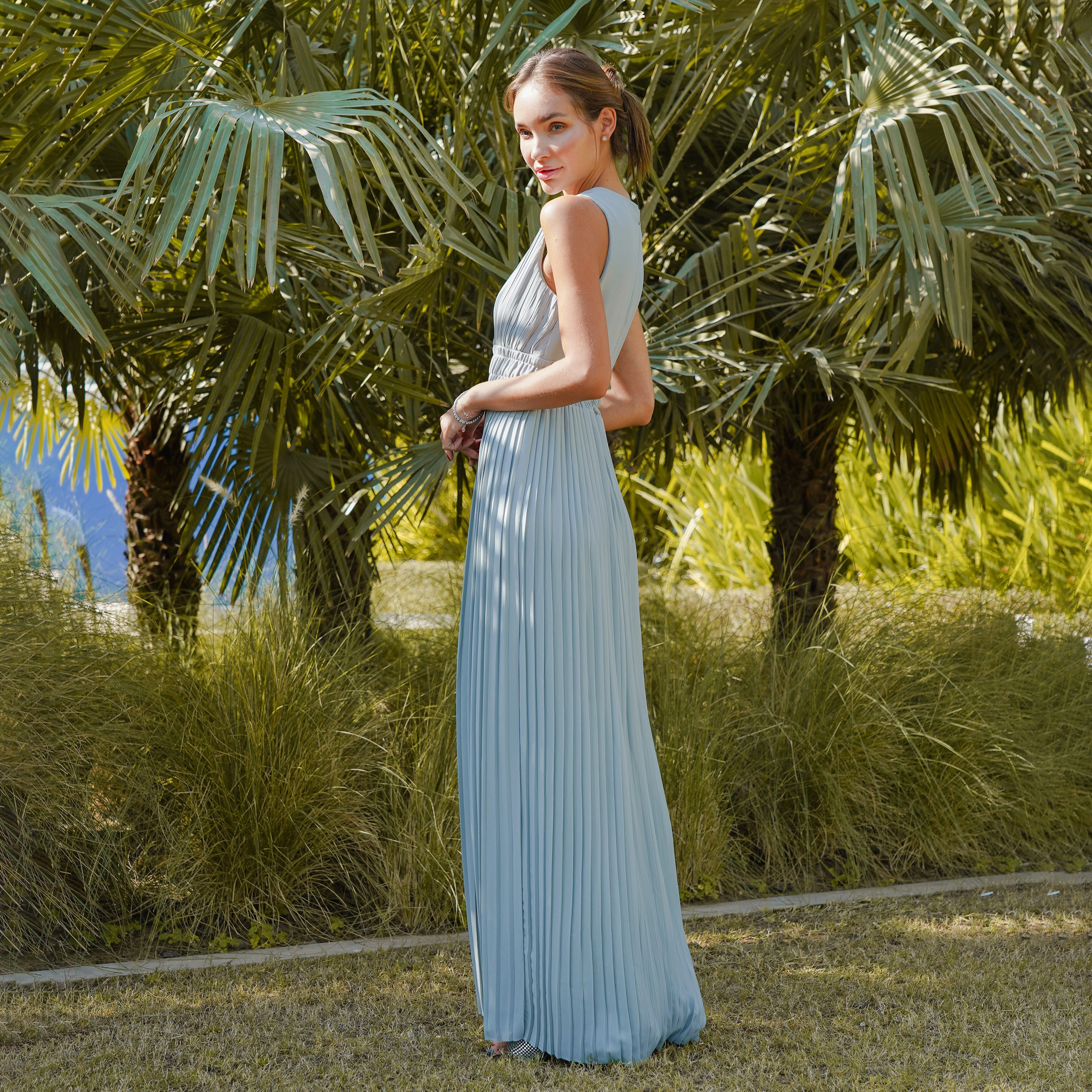  فستان ماكسي سادة بطيات مع رقبة بلانج من تي اف ان سي-women-clothing-dresses-image-6