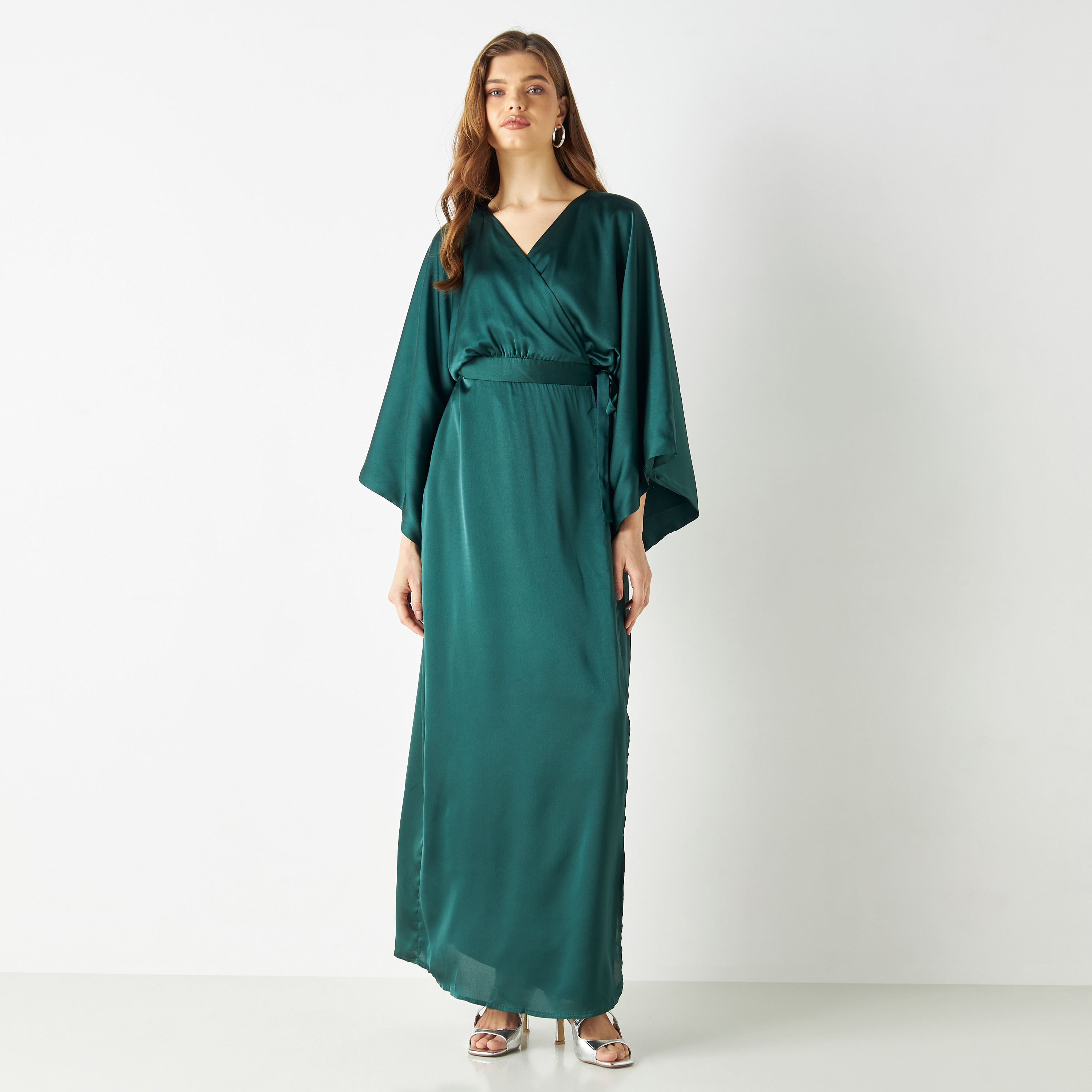 TFNC Plain V-Neck Wrap Maxi Dress-women-clothing-dresses-image-2