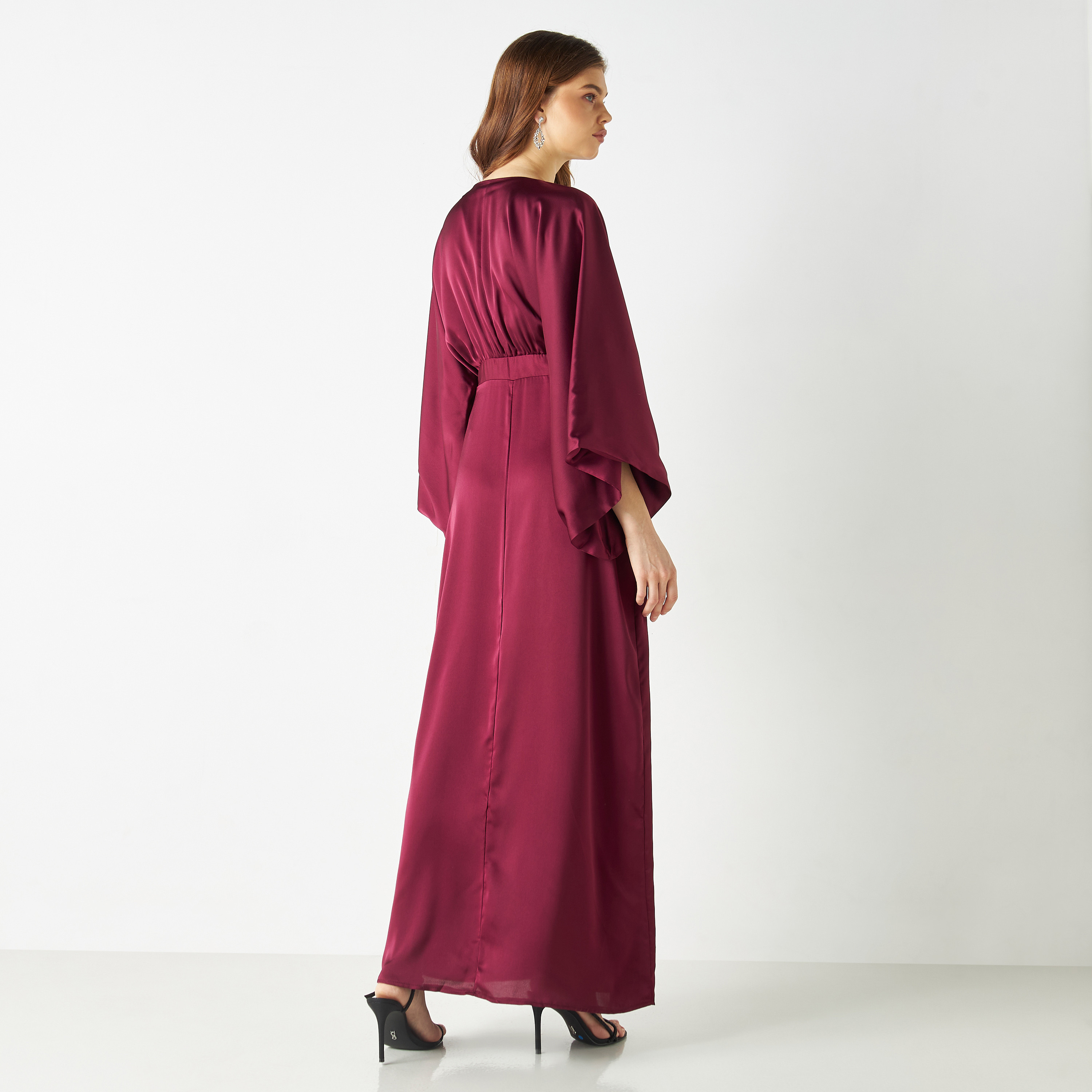  فستان ماكسي ملفوف برقبة على شكل وى سادة من تي اف ان سي-women-clothing-dresses-image-3