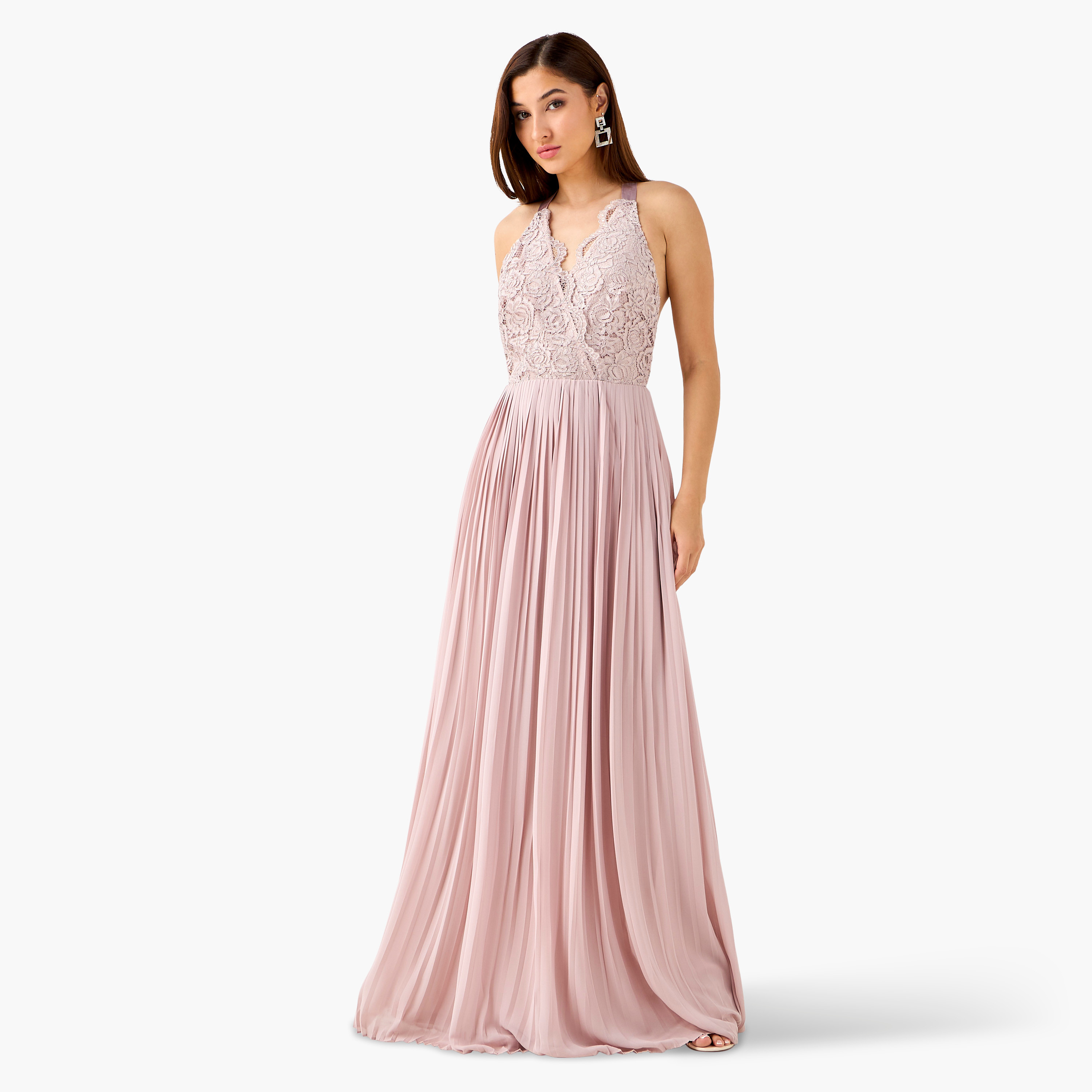 فستان ماكسي بوليستر بكسرات وياقة هالتر من تي إف إن سي-women-clothing-dresses-image-1