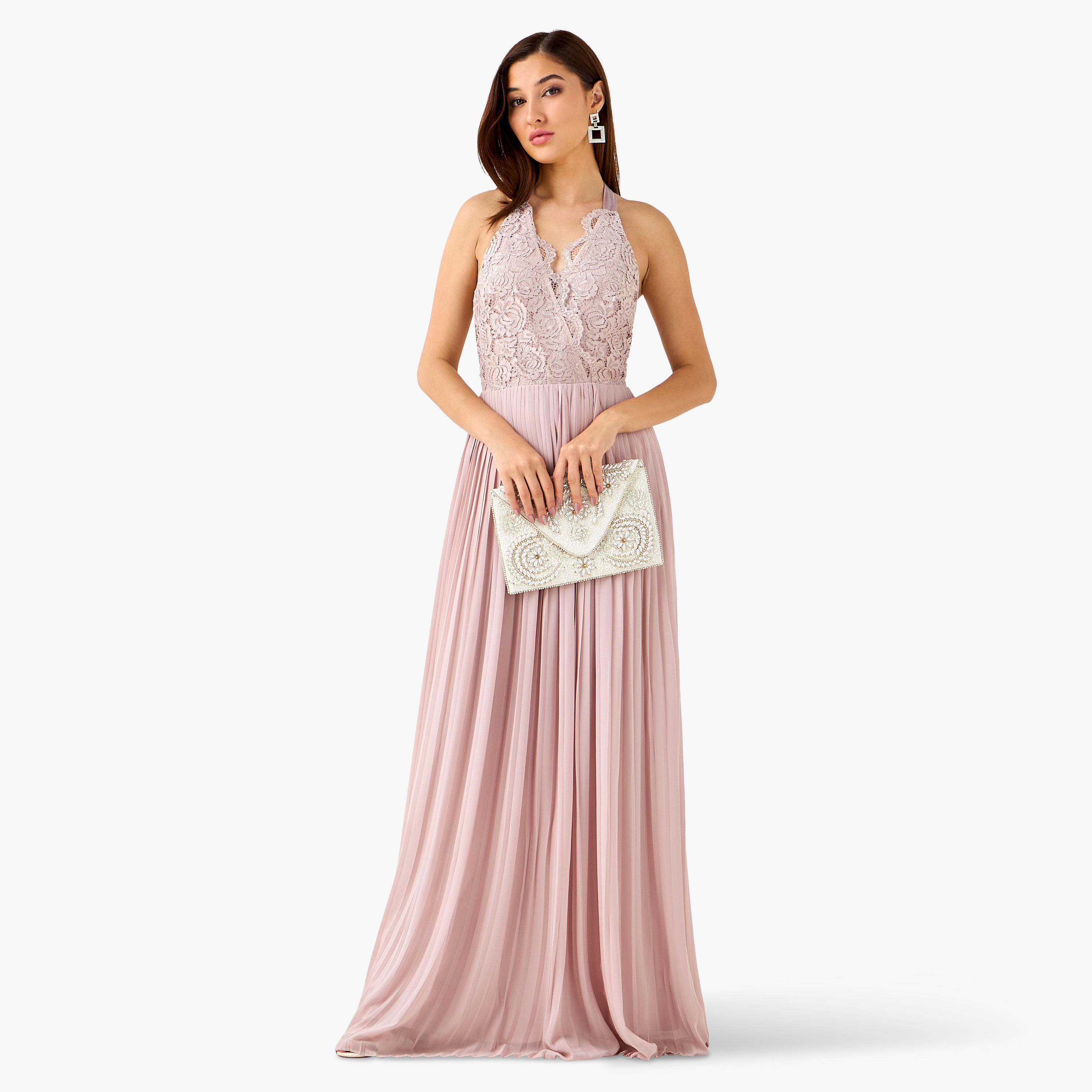فستان ماكسي بوليستر بكسرات وياقة هالتر من تي إف إن سي-women-clothing-dresses-image-2