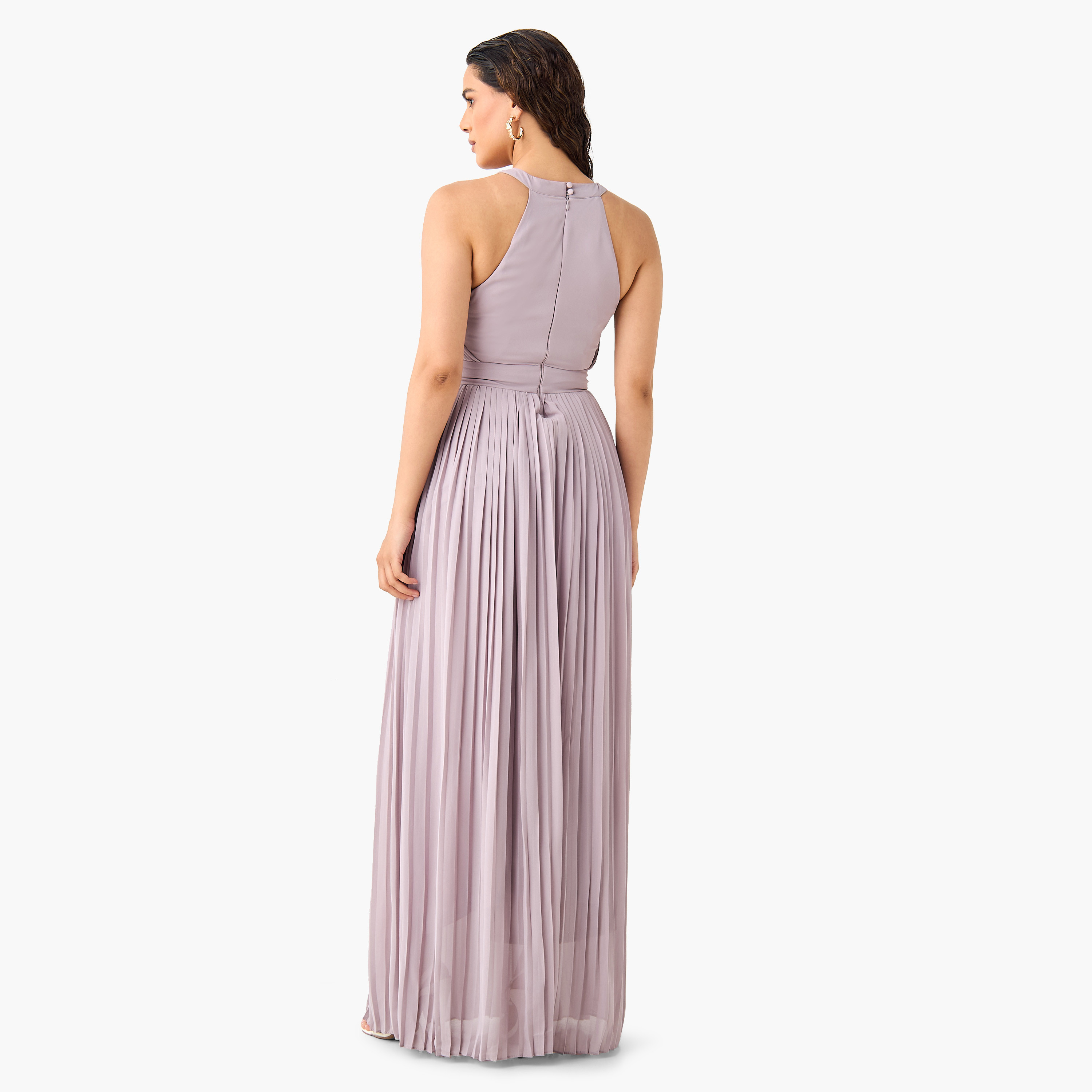 TFNC Pleat Detail Sleeveless Dress with Slit-women-clothing-dresses-image-2