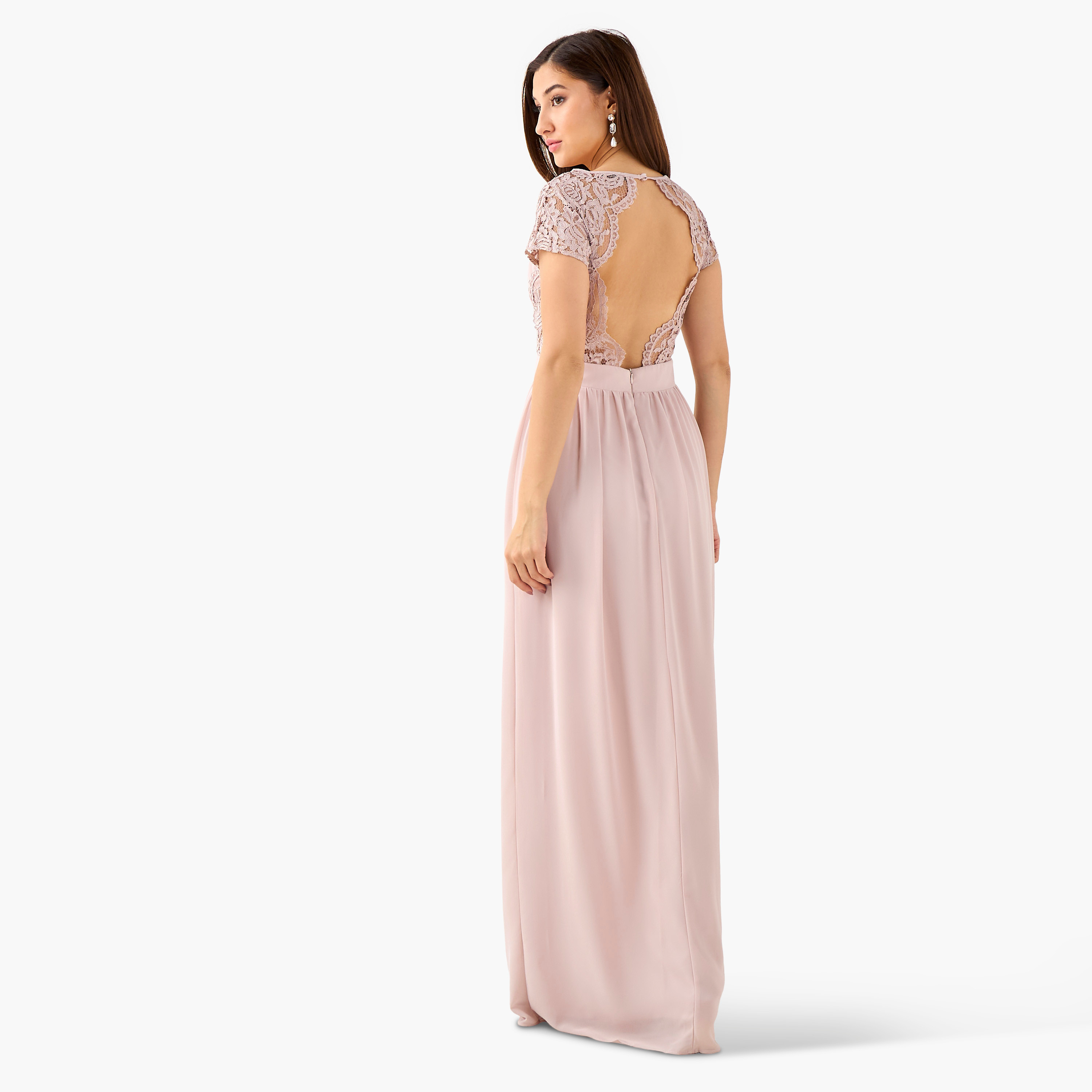 TFNC Lace Panel Maxi Polyester Dress with Cutout Back-women-clothing-dresses-image-3