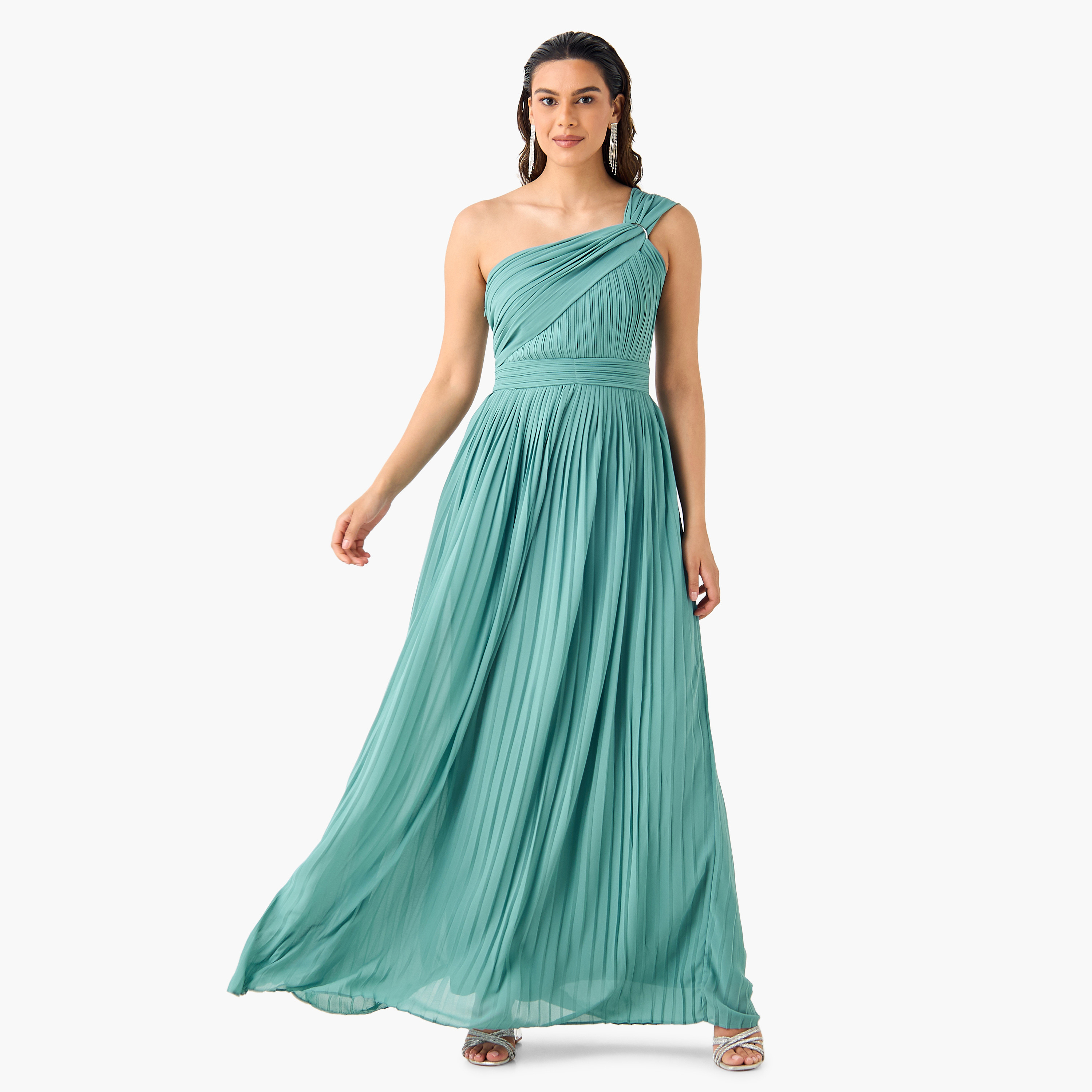 فستان بكتف واحد وتفاصيل كسرات من تي إف إن سي-women-clothing-dresses-image-1