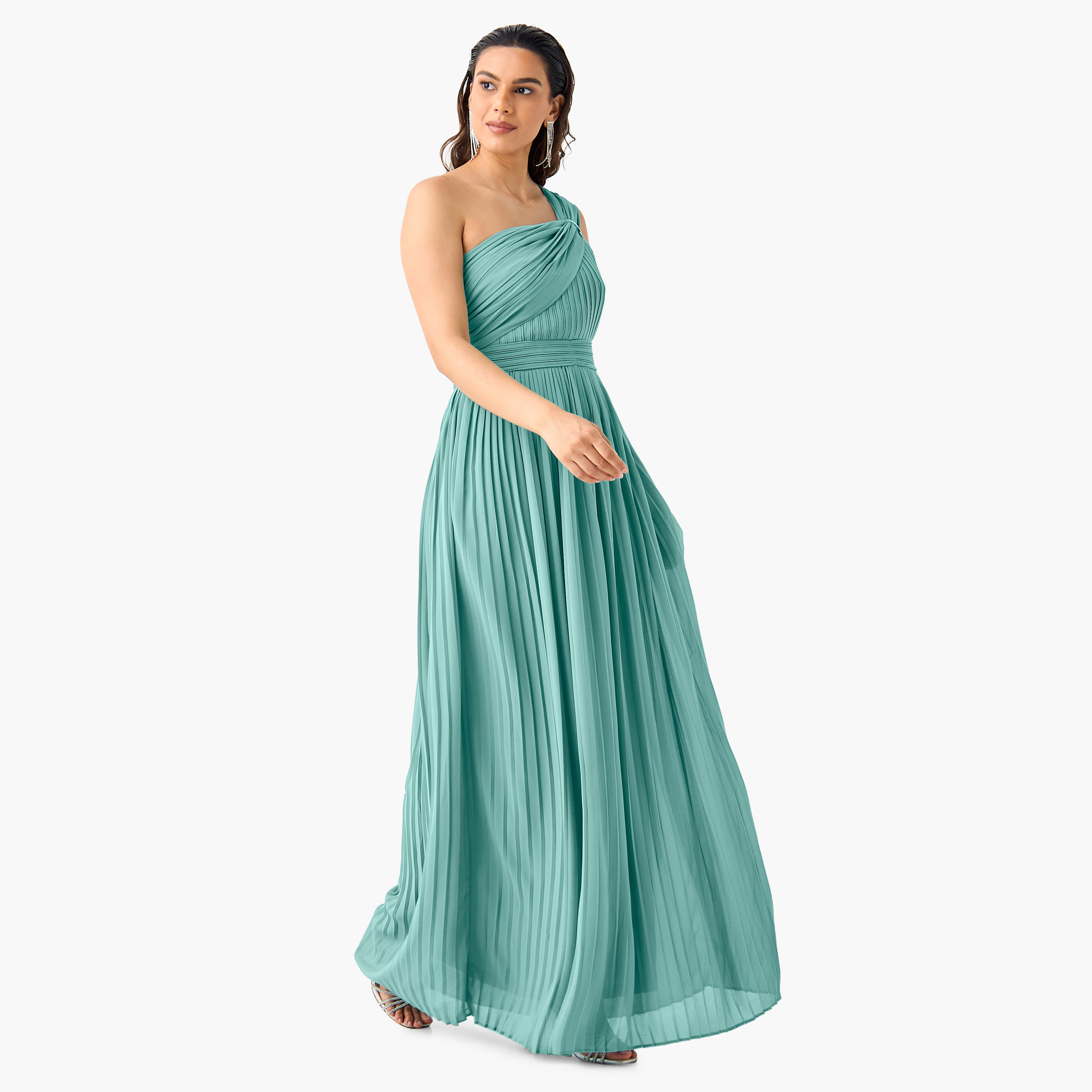 فستان بكتف واحد وتفاصيل كسرات من تي إف إن سي-women-clothing-dresses-image-2