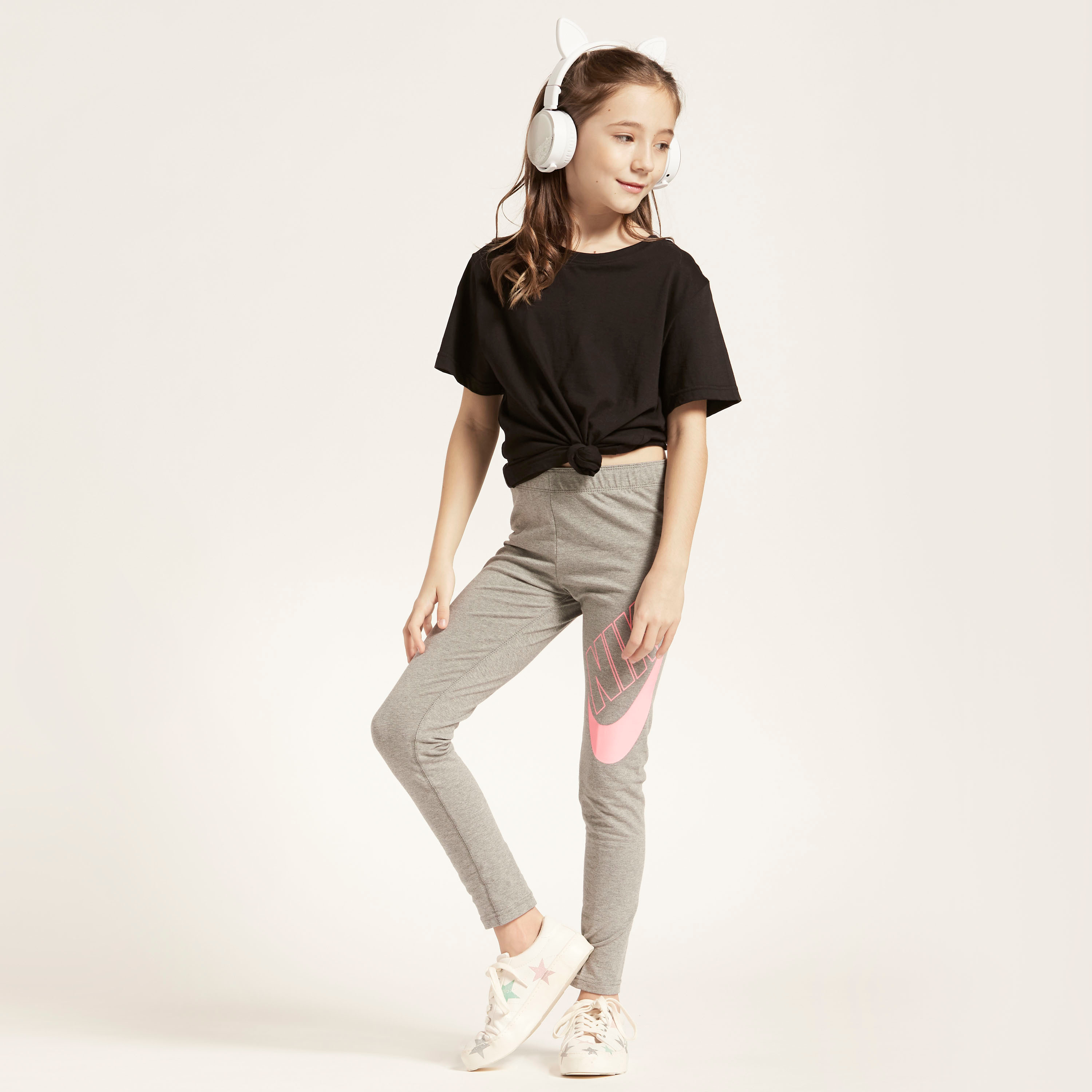 Buy Nike Logo Print Leggings with Elasticated Waistband Online for Girls Centrepoint Oman