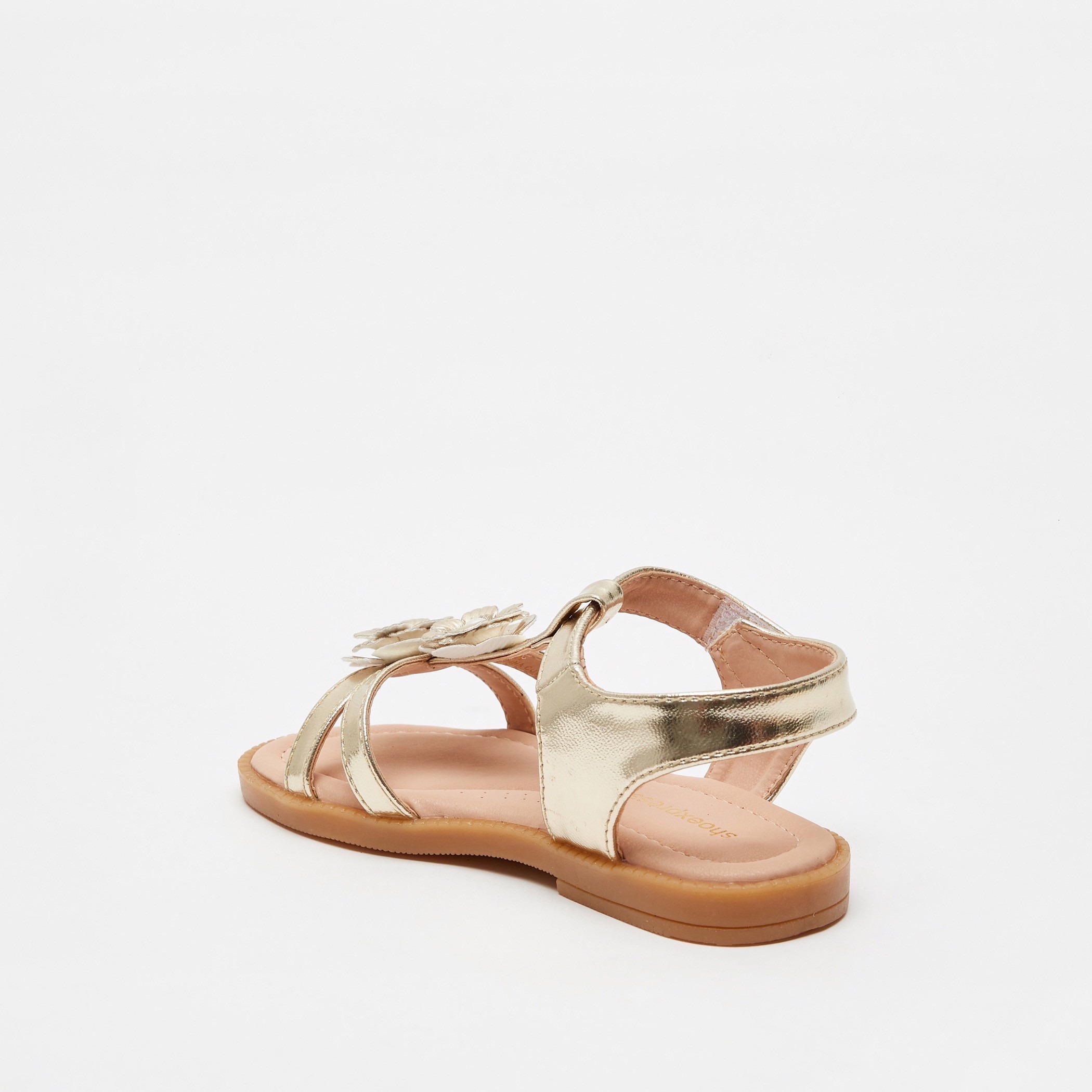 Floral Accented Strap Sandals with Hook and Loop Closure-girls-shoes-sandals-image-3