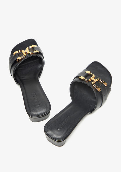 Celeste Women's Open Toe Heeled Sandals with Metallic Accent
