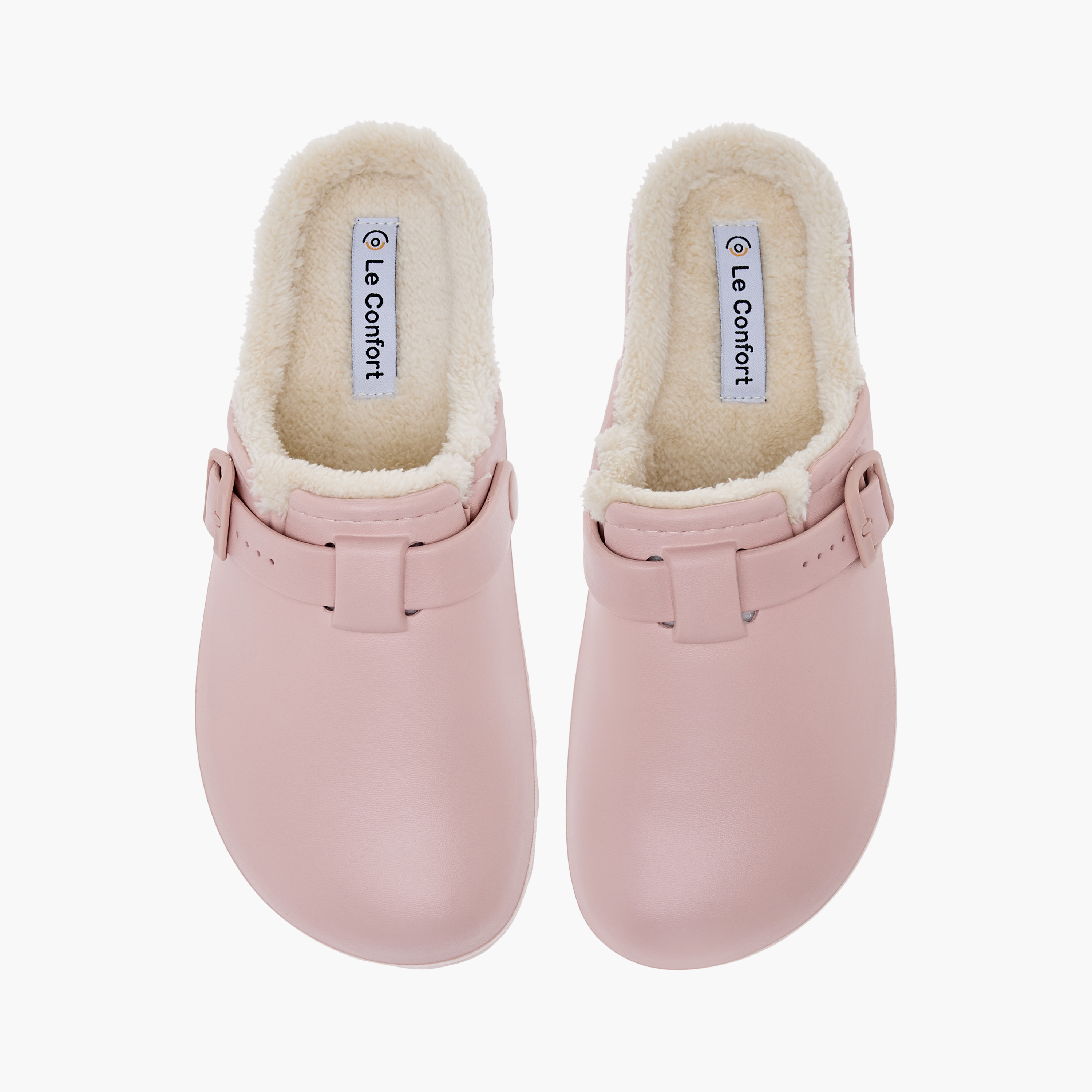 Buy Le Confort Solid Bedroom Mules with Fur Accent and Buckle Detail ...