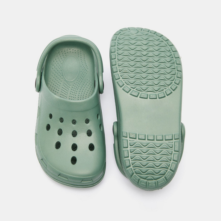 Solid Slip-On Clogs with Cutout Detail