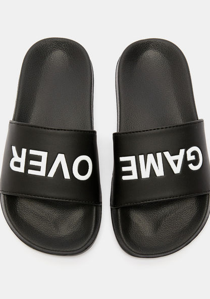 Printed Slip-On Slide Slippers-Boy%27s Flip Flops and Beach Slippers-image-0