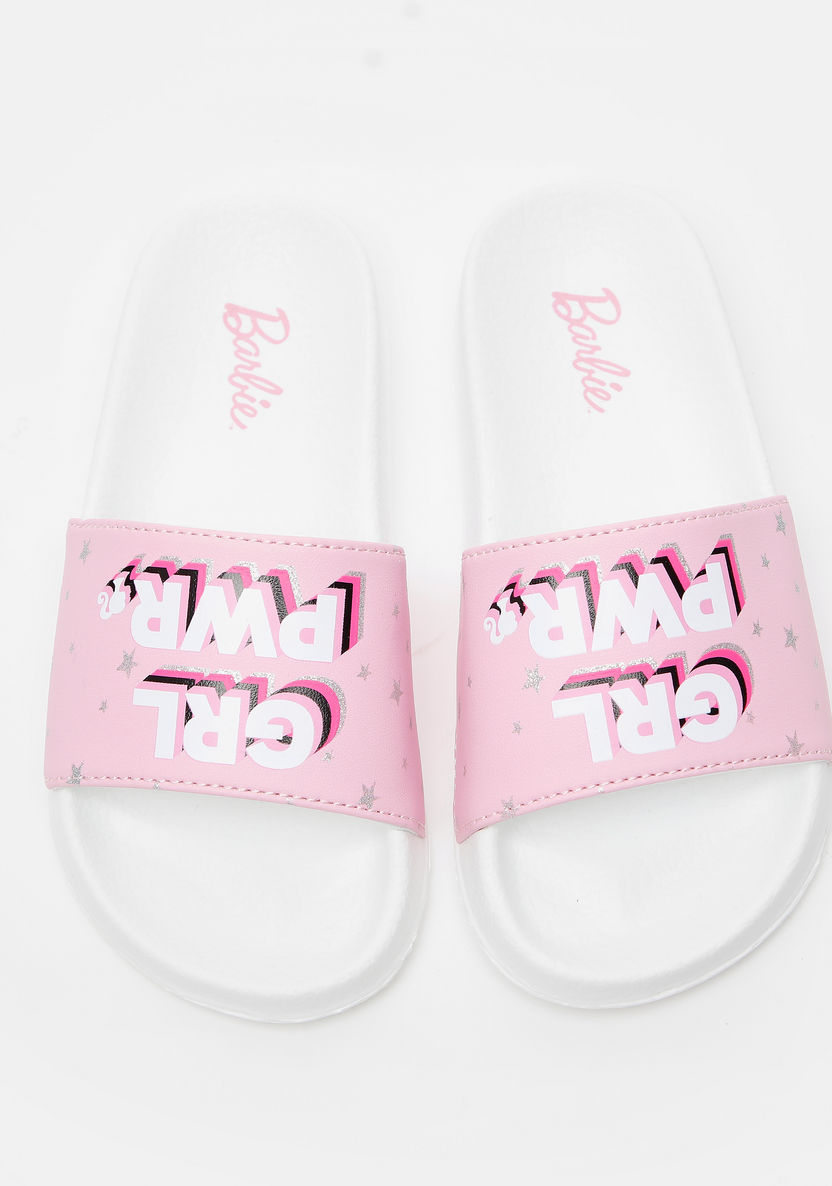 Barbie Printed Slip-On Slide Slippers-Girl%27s Flip Flops & Beach Slippers-image-0