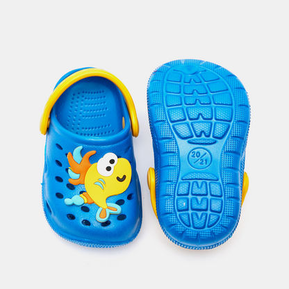 Fish Applique Slip-On Clogs with Cutout Detail