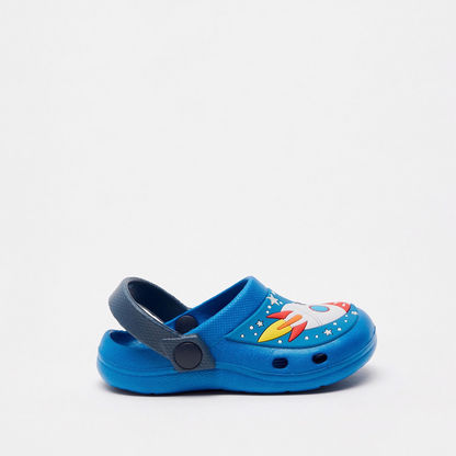Astronaut Themed Slip-On Clogs with Cut-Out Detail-Baby Boy%27s Sandals-image-0