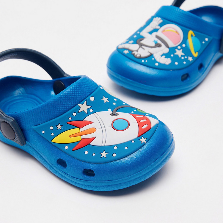 Astronaut Themed Slip-On Clogs with Cut-Out Detail