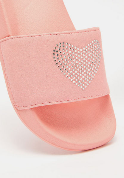 Heart Embellished Slip-On Slide Slippers-Girl%27s Flip Flops & Beach Slippers-image-4