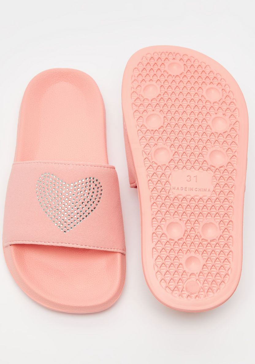 Heart Embellished Slip-On Slide Slippers-Girl%27s Flip Flops & Beach Slippers-image-5