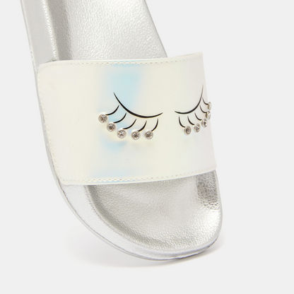 Embellished Open Toe Slide Slippers