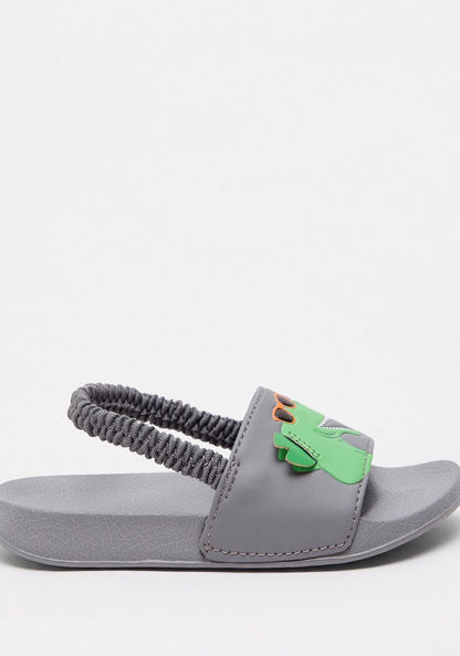 Crocodile Applique Detail Slide Slippers with Slingback Strap-Boy%27s Flip Flops & Beach Slippers-image-0