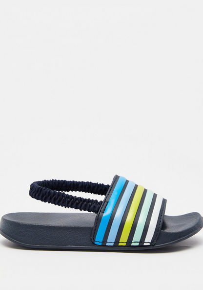Striped Slide Slippers with Elasticated Back Strap-Boy%27s Flip Flops & Beach Slippers-image-0