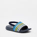 Striped Slide Slippers with Elasticated Back Strap-Boy%27s Flip Flops & Beach Slippers-thumbnail-1