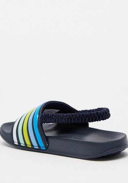 Striped Slide Slippers with Elasticated Back Strap-Boy%27s Flip Flops & Beach Slippers-image-2