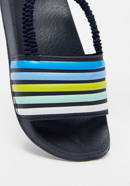 Striped Slide Slippers with Elasticated Back Strap-Boy%27s Flip Flops & Beach Slippers-image-3