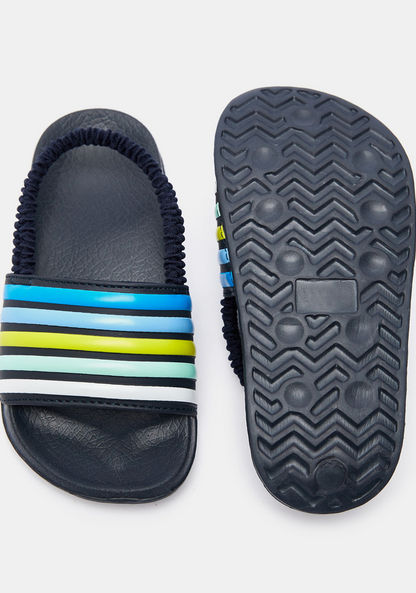 Striped Slide Slippers with Elasticated Back Strap-Boy%27s Flip Flops & Beach Slippers-image-4