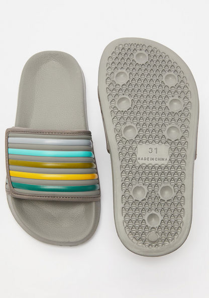 Striped Slip-On Slide Slippers-Boy%27s Flip Flops & Beach Slippers-image-5