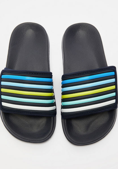Striped Slip-On Slide Slippers-Boy%27s Flip Flops and Beach Slippers-image-0