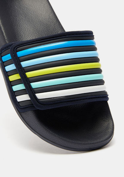 Striped Slip-On Slide Slippers-Boy%27s Flip Flops and Beach Slippers-image-4