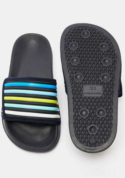Striped Slip-On Slide Slippers-Boy%27s Flip Flops & Beach Slippers-image-5