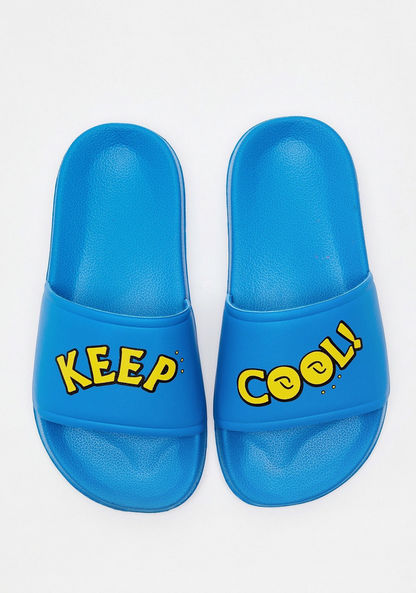Typographic Print Slip-On Slide Slippers-Boy%27s Flip Flops and Beach Slippers-image-0