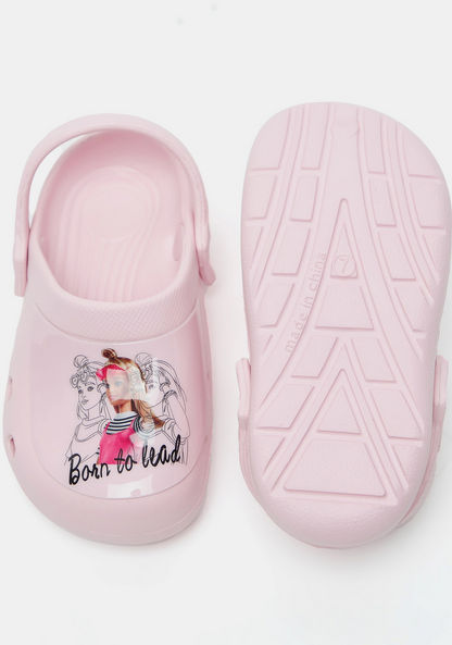 Barbie Printed Slip-On Clog with Back Strap-Girl%27s Flip Flops & Beach Slippers-image-4