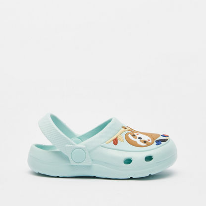 Sloth Embossed Slip-On Clogs with Cutout Detail-Baby Boy%27s Sandals-image-0