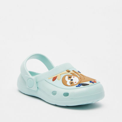 Sloth Embossed Slip-On Clogs with Cutout Detail-Baby Boy%27s Sandals-image-1