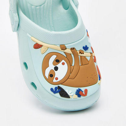Sloth Embossed Slip-On Clogs with Cutout Detail-Baby Boy%27s Sandals-image-3