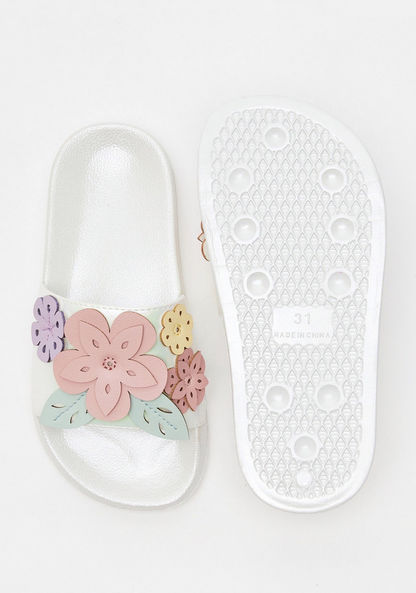 Floral Accented Slip-On Slide Slippers