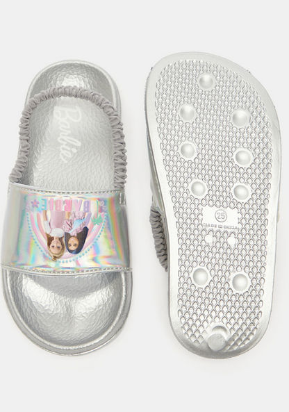 Barbie Print Open Toe Slide Slippers with Elastic Strap-Girl%27s Flip Flops & Beach Slippers-image-5