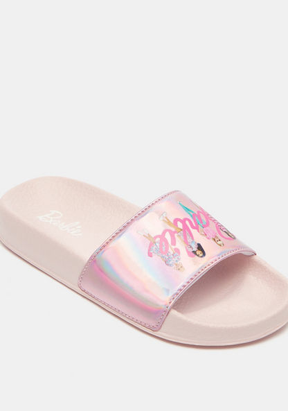 Barbie Print Open Toe Slide Sandals-Girl%27s Flip Flops & Beach Slippers-image-2