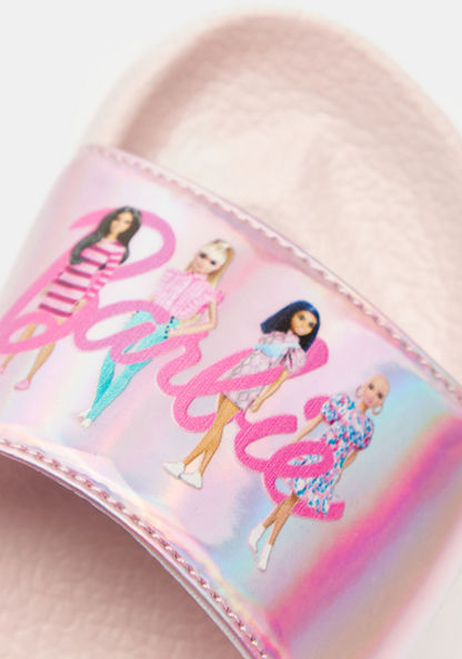 Barbie Print Open Toe Slide Sandals-Girl%27s Flip Flops & Beach Slippers-image-3
