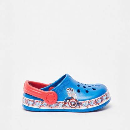 Marvel Captian America Print Slip-On Clogs with Backstrap-Baby Boy%27s Sandals-image-0