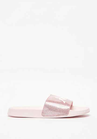 Kappa Logo Print Glitter Detail Slide Sandals