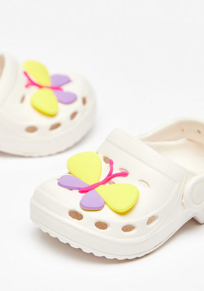 Butterfly Applique Clogs with Back Strap-Girl%27s Flip Flops & Beach Slippers-image-3