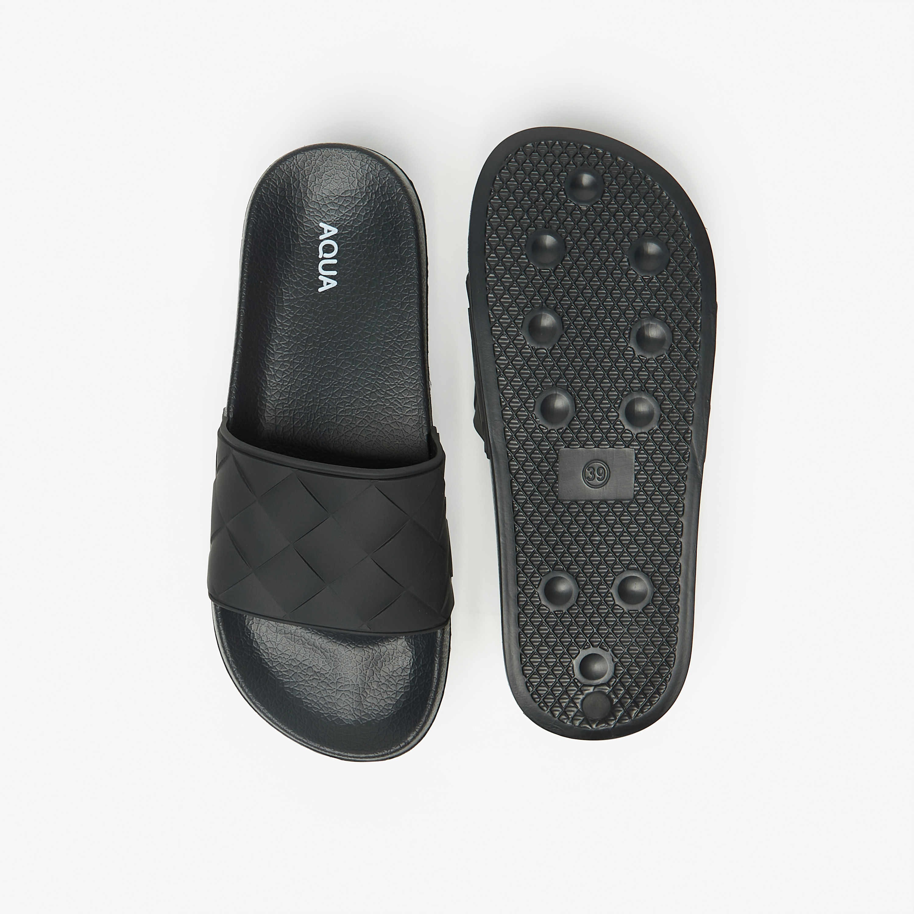 Shop Aqua Textured Slip On Slide Slippers Online Splash UAE