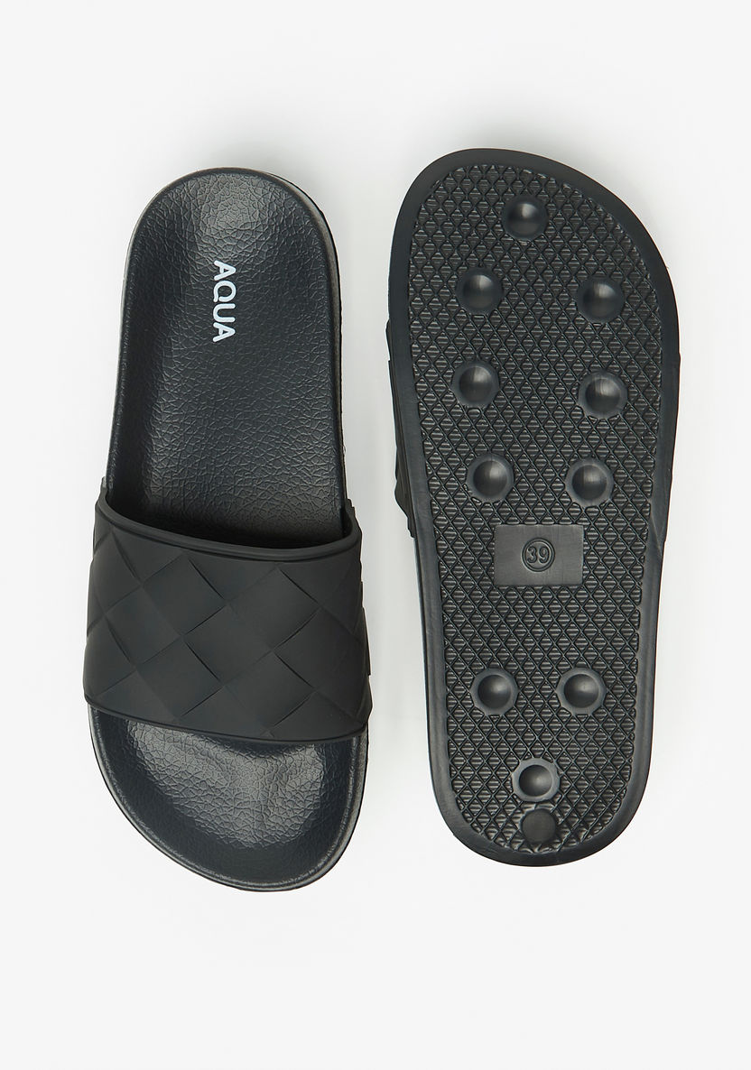 Aqua Textured Slip-On Slide Slippers-Women%27s Flip Flops & Beach Slippers-image-4