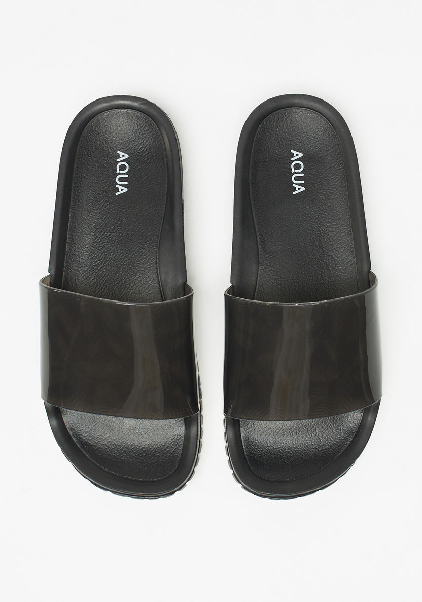 Aqua Textured Slip-On Slide Slippers-Women%27s Flip Flops & Beach Slippers-image-0