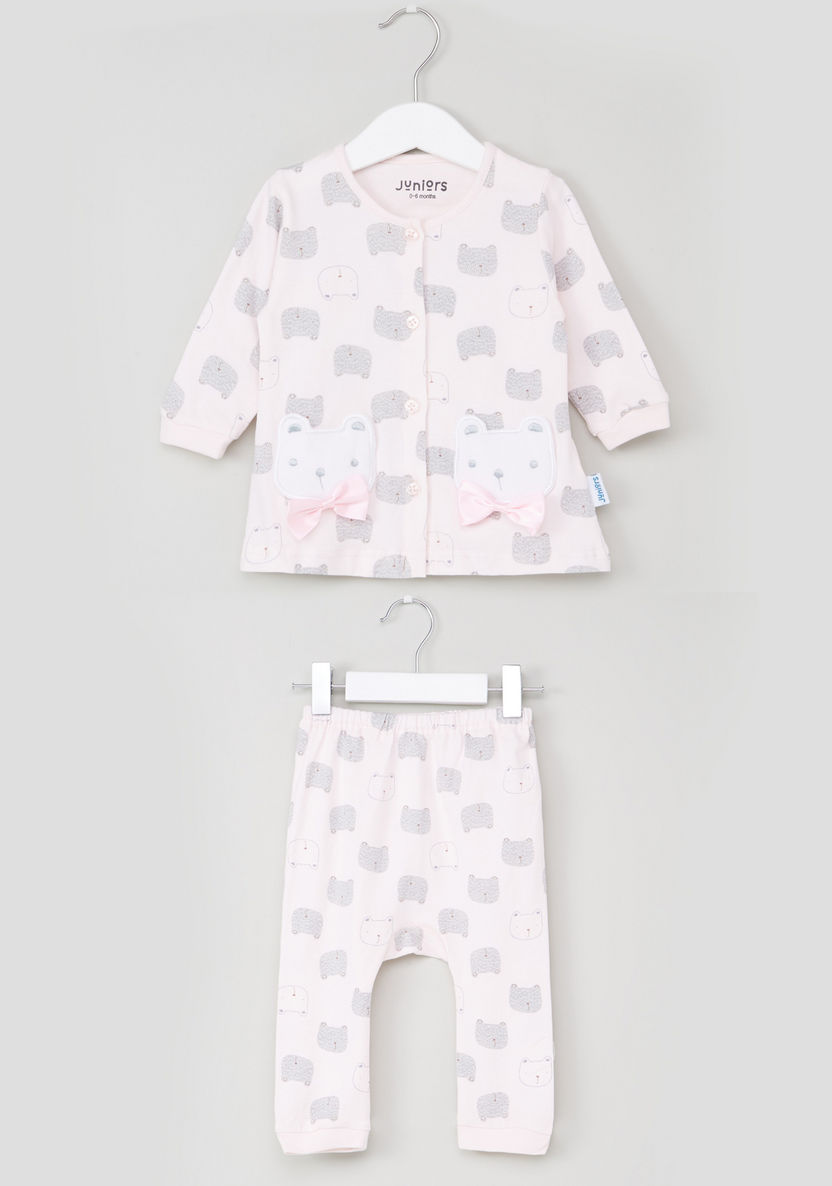 Juniors Printed Shirt and Pyjama Set-Pyjama Sets-image-0
