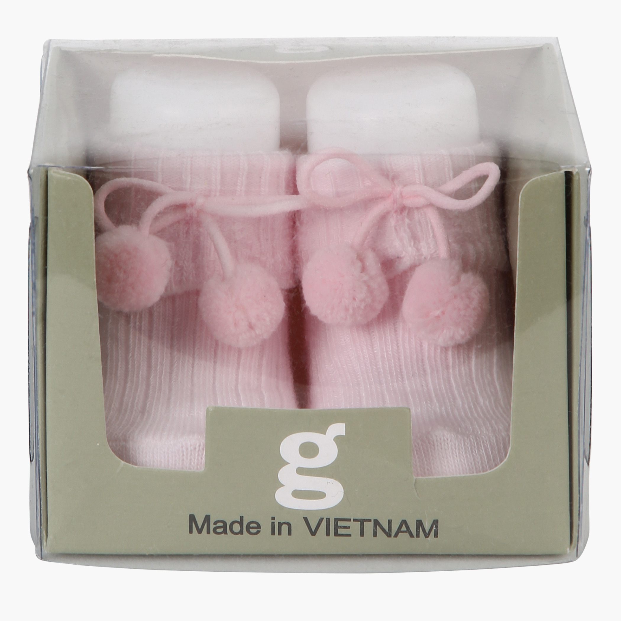 Giggles Textured Booties with Pom-Pom Detail-baby-girls-shoes-booties-image-4